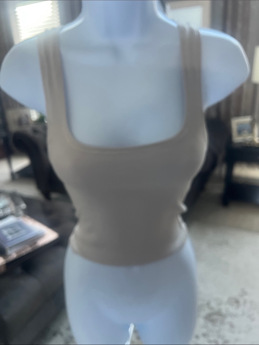 SKIMS cotton rib Square-Neck Tank in Taupe